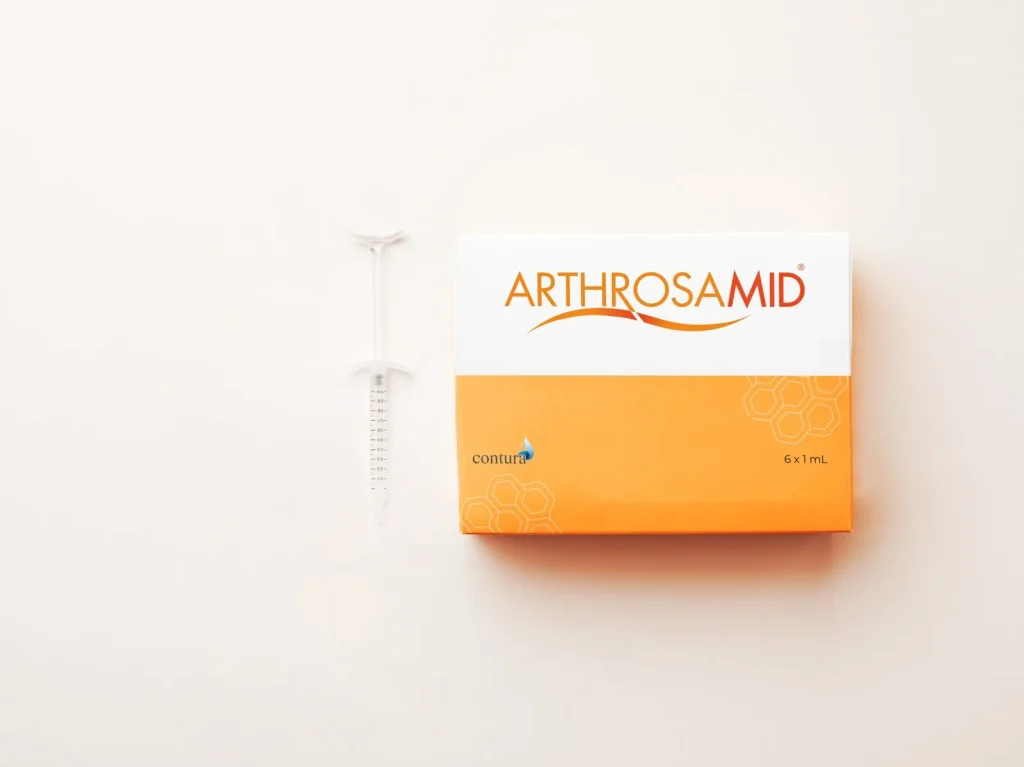 Arthrosamid injection pack and pre-filled syringe